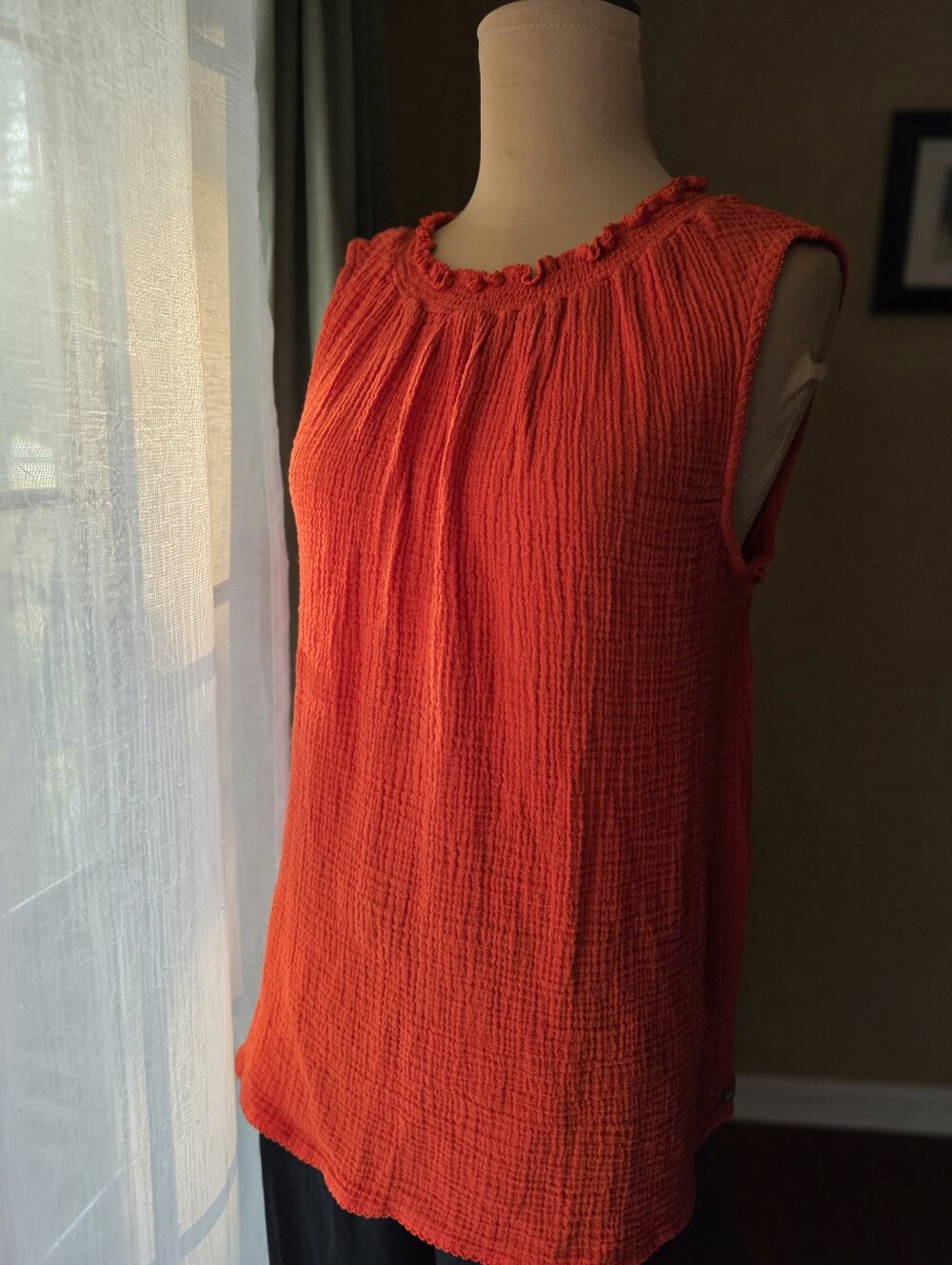 Matilda Jane 100% Cotton Gauze Tank Top Orange Open Back Boho Maui Size Medium